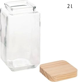 5Five® 2. akosť - Sklenená pevná dóza hranatá s dreveným vekom, 2l KWADR