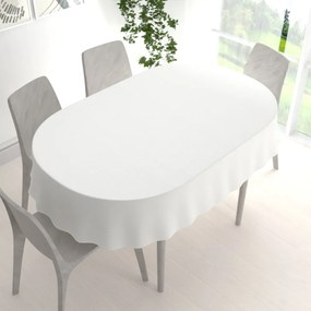 Biante Damaškový oválny obrus Atlas Grádl DM-012 Biely - tenké pásiky 2 mm 140x160 cm