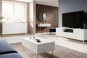 Konferenčný stolík Nicole 120 cm - biely mat / zlaté nožičky