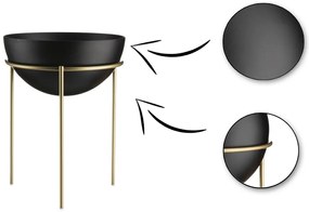 KOVOVÝ KVETINÁČ SO STOJANOM LOFT 20X15 CM ČIERNA/ZLATÁ