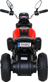 Ramiz Rýchla turistická motorka na batérie pre deti Červená + Audio + Svetlá + Eko koža