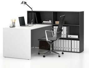 Kancelárska zostava single SEGMENT, 3 police, pravá, biela/grafit