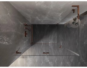 Mexen Lunar-F L, 1-krídlový sprchový kút so skladacími dverami, ľavý, 95 x 70 cm, 8mm číre sklo, ružové zlato profil, 836L-095-070-60-00-L