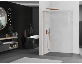 Mexen Kioto L, sprchová zástena Walk-In 110 x 200 cm, 8mm číre sklo, medený matný profil, 800-110-103-65-06