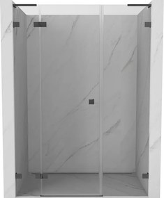 Mexen Lunar L, ľavé otočné sprchové dvere 150 cm, 8mm číre sklo, brúsený grafit profil, 834SL-150-050-66-00-L