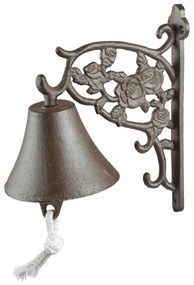 Záhradný zvonček Rose, 19x17 cm, liatina, hnedá