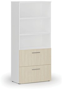 Skriňa so zásuvkami pre závesné zložky PRIMO WHITE, 1781 x 800 x 420 mm, biela/breza