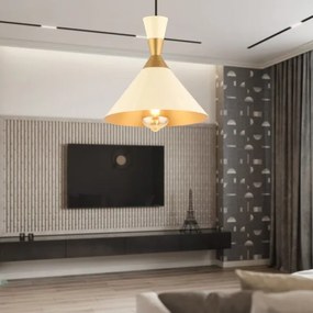 Luster na lanku MONZA 1xE27/40W/230V pr. 25 cm krémová/zlatá