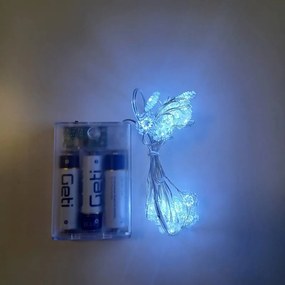 DECOLED LED svetelná reťaz snehová vločka na batérie, ľadovo biela, 20 LED diód, 2,3 m