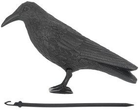 Záhradná figúrka z polyetylénu Crow, 21,5 cm, čierna