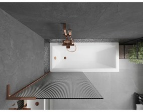Mexen Next L, 1-krídlová vaňová zástena 80 x 150 cm, 6mm sklo s rebrovým vzorom, ružové zlato profil, 895-080-000-03-09-60
