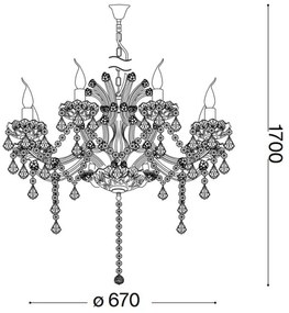Ideal Lux - Krištáľový luster na reťazi NAPOLEON 8xE14/40W/230V pr. 67 cm chróm