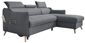 Tmavosivá rozkladacia rohová pohovka (pravý roh) Sweet Harmony – Miuform