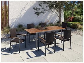 Livarno home Hliníkový rozkladací záhradný stôl Valencia, hnedý + Záhradná stolička Valencia, 6 kusov  (800008282)