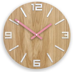 Nástenné hodiny Arabic Wood hnedo-ružové