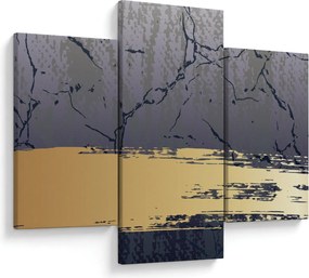 Obraz - Modrá a zlatá abstrakcia N⁰1 (90x60 cm)