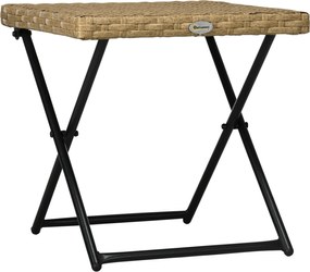 Skládací bočný stôl Outsunny z poly rattanovej s textúrou v dreve, 40x40x40cm | Aosom