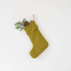 Látková vianočná pančucha Moss Green – Linen Tales