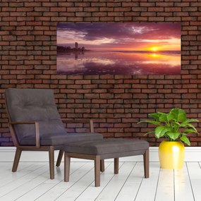 Obraz - Pláž pri západe slnka (120x50 cm)
