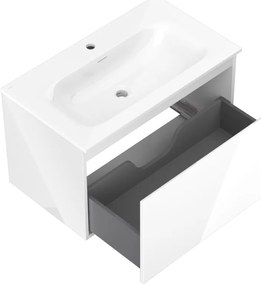 Mexen Orio, kúpeľňová skrinka 80 cm s umývadlom Vela, 1 zásuvka, biela lesklá, 91A10-08047-1-BF00-W23M00