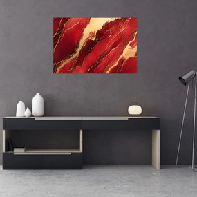 Obraz - Červeno-zlatý mramor (90x60 cm)