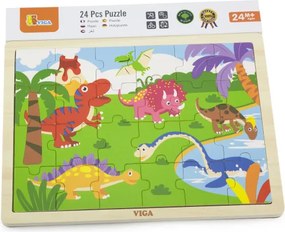 Puzzle na podstavci Viga 51460 24 dielikov - dinosaury