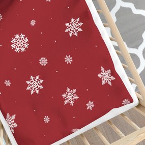 Goldea vianočné detské bavlnené obliečky do postieľky - snehové vločky na červenej 90 x 120 a 40 x 60 cm