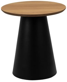 Čierno-prírodný okrúhly konferenčný stolík s doskou v dubovom dekore ø 45 cm Soli – Actona