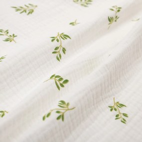 Biante Mušelínová obliečka na vankúš MSN-081 Zelené vetvičky na bielom 60 x 60 cm