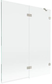 Mexen Lunar, 2-krídlová vaňová zástena pravá 140 x 150 cm, číre sklo, brúsená oceľ, 897-140-100-97-00-P