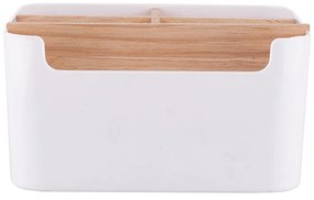 Organizér s bambusovými prepážkami, biely OWELEK, 18x14x10