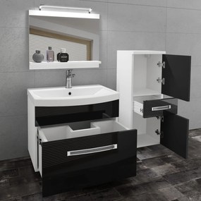 Kúpeľňový nábytok Belini Premium Full Version čierny lesk + umývadlo + zrkadlo + LED osvetlenie Glamour 25  GLA P 2/0/W/B/0/MB/PP