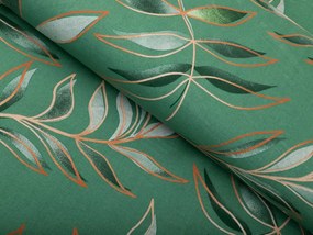 Biante Bavlnené posteľné obliečky Sandra SA-435 Popínavé listy na zelenom Predĺžené 140x220 a 70x90 cm