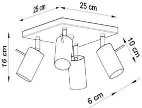 Sollux SL.0730 - Bodové svietidlo RING 4xGU10/10W/230V
