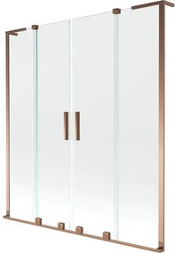 Mexen Velar L Duo, 2-krídlová posuvná vaňová zástena 140 x 150 cm, 8mm číre sklo, ružové zlato, 896-140-003-02-60