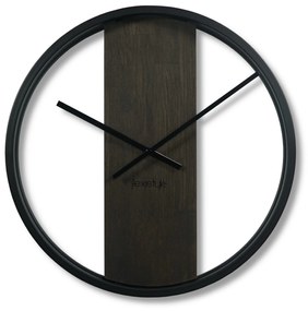 Dekorstudio Kovové hodiny s dubovým drevom LOFT OVAL wenge