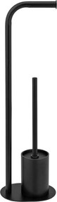Čierny oceľový stojan na toaletný papier s kefou Levante – Wenko