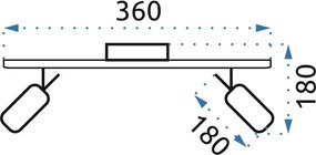 Toolight - Stropné/nástenné svietidlo typu reflektor 2-bodové 2xGU10 392197, chrómová, OSW-08482