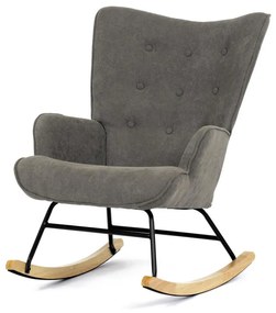 Křeslo houpací AK-371 BR2 hnědá látka, dřevěné nohy, masiv kaučukovník