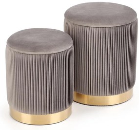 Taburetka 2 ks Monty šedá/zlatý