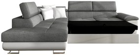 Rohová sedačka Alvin LED, Dostupné poťahy: Ekokoža Soft 011 (čierna) + Lux 06 + Ekokoža Soft 011 (čierna), Strana: pravá