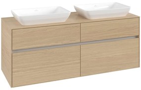 VILLEROY &amp; BOCH Collaro závesná skrinka pod dve umývadlá na dosku, 4 zásuvky, 1400 x 500 x 548 mm, Nordic Oak, C11900VJ