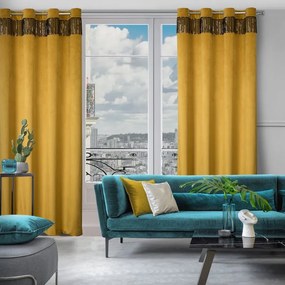 Dekorstudio Luxusný zamatový záves so strapcami v medenej farbe