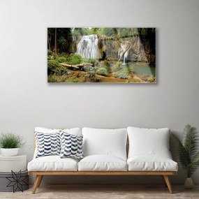 Obraz na akrylátovom skle Vodopád rieka les príroda 100x50 cm