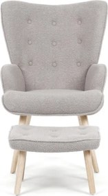 Kreslo sivé bouclé s podnožkou AK-319 GREY2