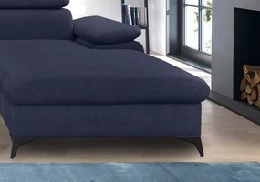 Rohová sedacia súprava Scala, tmavo modrá látka, pravý roh