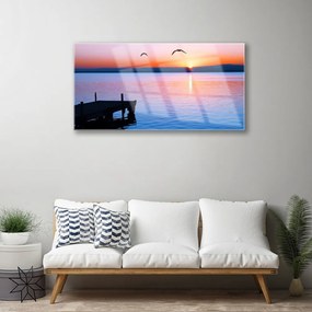 Skleneny obraz More mólo slnko krajina 140x70 cm