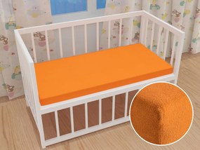 Detské froté napínacie prestieradlo do postieľky FR-006 Oranžové 70 x 140 x 10 cm - do postieľky