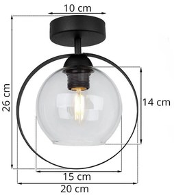 Stropné svietidlo Haga Ring, 1x transparentné sklenené tienidlo