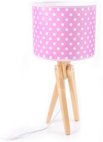 HELLUX Stolná detská lampa trojnožka TRIVET, 1xE27, 60W, bodky, ružová